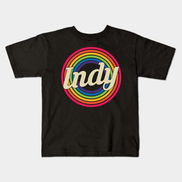 Indy - Retro Rainbow Style Kids T-Shirt by MaydenArt